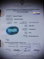 Blue topaz 29.14 ct 21.7 х 15.1 mm CERTIFIED